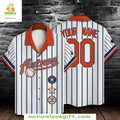 NY Mets Hawaiian Pinstripe Customizable White - Adult & Kids T-Shirts, Sweatshirts & Hoodies apparel design preview 1