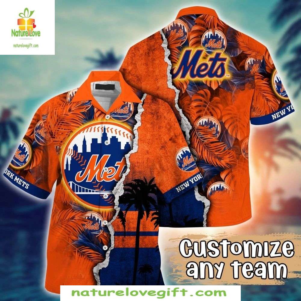 NY Mets Hawaiian Sunrise Splash Baseball Apparel Dawn - Adult & Kids T-Shirts, Sweatshirts & Hoodies apparel design preview 1