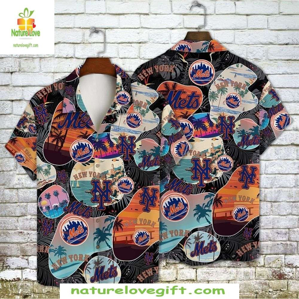 NY Mets Hawaiian Sunset Beach Party Stylish Baseball - Adult & Kids T-Shirts, Sweatshirts & Hoodies apparel design preview 1