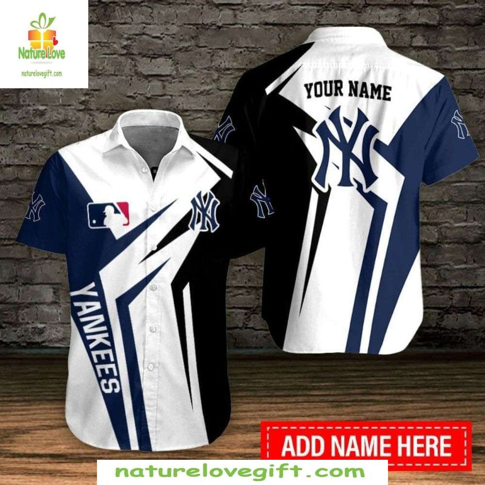 MLB Hawaiian NY Yankees Pinstripe Pride Personalized - Adult & Kids T-Shirts, Sweatshirts & Hoodies apparel design preview 1