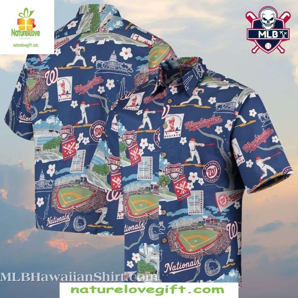 Washington Nationals Hawaiian Blue MLB Night Game - Adult & Kids T-Shirts, Sweatshirts & Hoodies apparel design preview 1