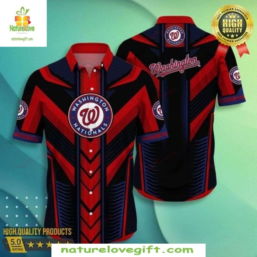 Washington Nationals MLB Hawaiian Sleek Stripes - Adult & Kids T-Shirts, Sweatshirts & Hoodies apparel design preview 1