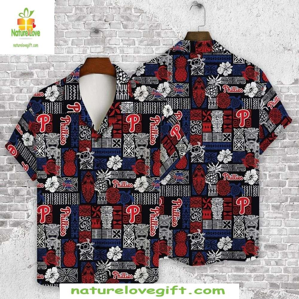 Philadelphia Phillies Hawaiian Navy Red Stylish - Adult & Kids T-Shirts, Sweatshirts & Hoodies apparel design preview 1
