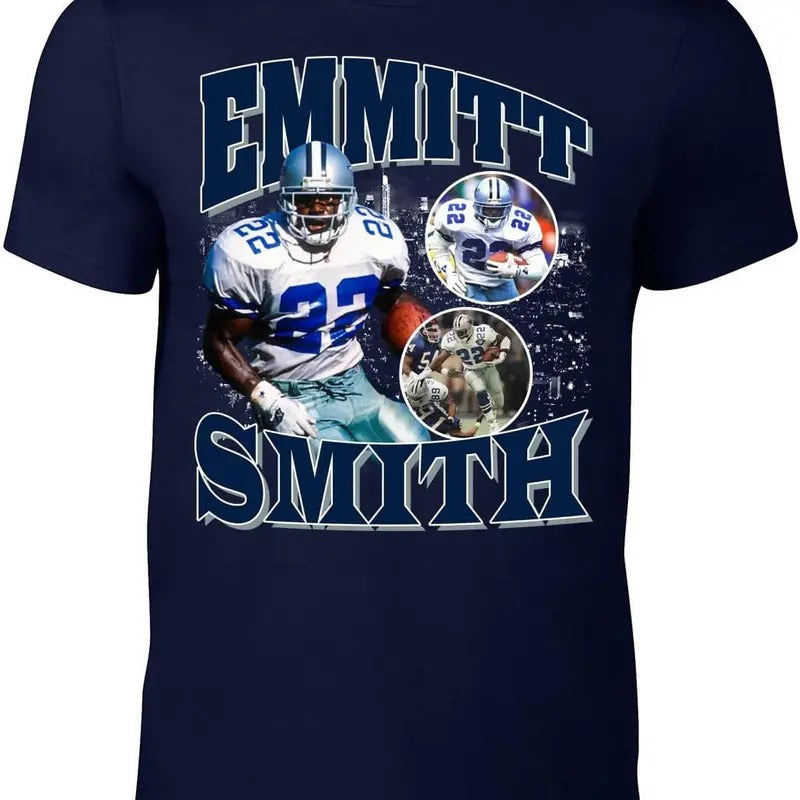 Navy Dallas Emmitt Smith Bootleg - Adult & Kids T-Shirts, Sweatshirts & Hoodies apparel design preview 1