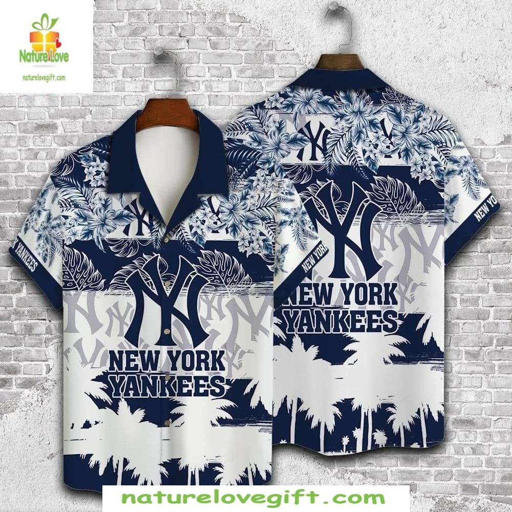 New York Yankees Hawaiian Navy Floral Tropical - Adult & Kids T-Shirts, Sweatshirts & Hoodies apparel design preview 1