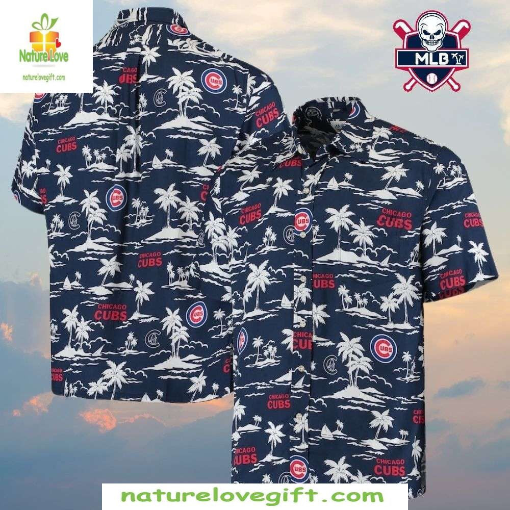 Chicago Cubs Hawaiian Navy Palm Oasis Tropical - Adult & Kids T-Shirts, Sweatshirts & Hoodies apparel design preview 1
