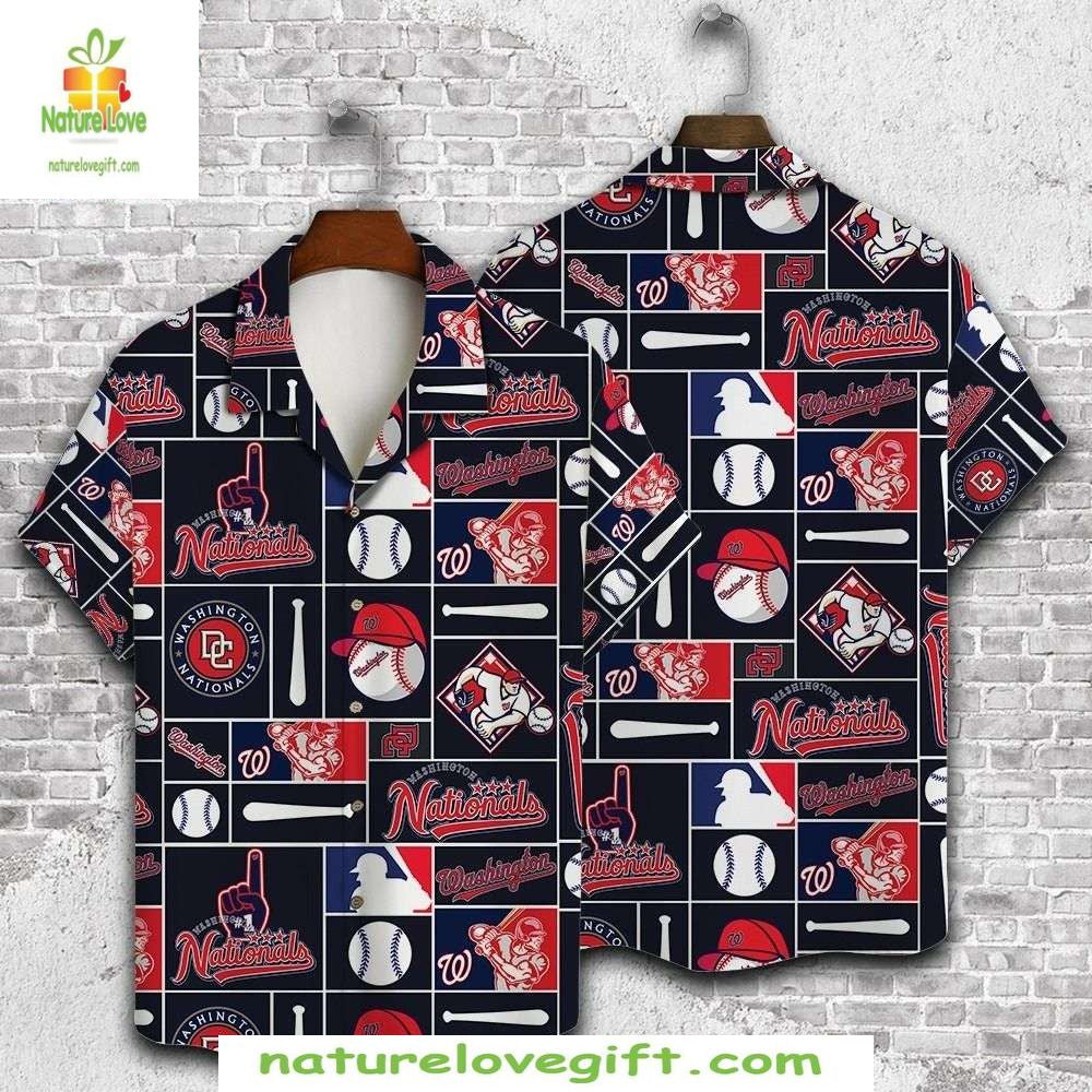 Washington Nationals Hawaiian Navy Pride Baseball Bat - Adult & Kids T-Shirts, Sweatshirts & Hoodies apparel design preview 1