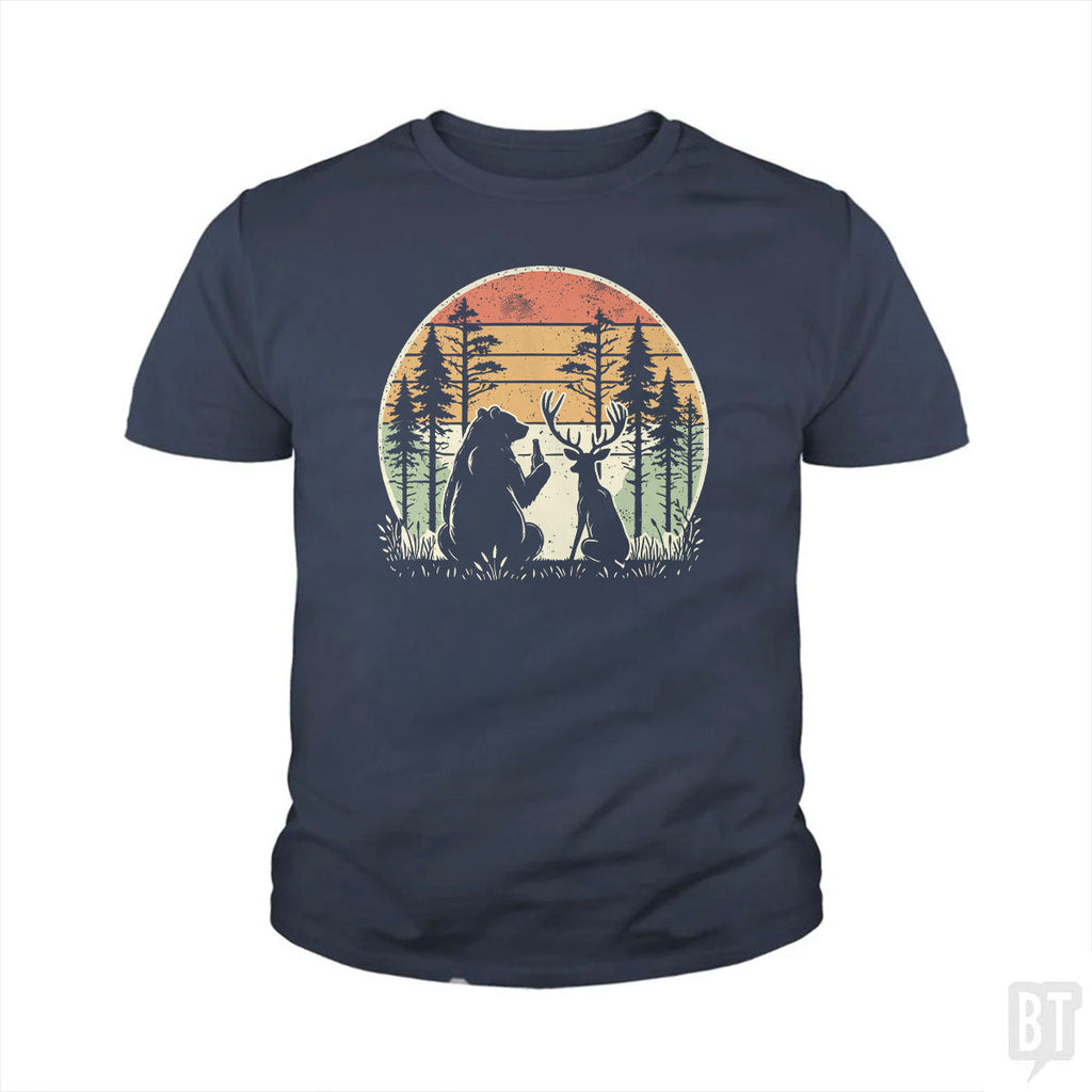 Bear And Deer Share A Beer - Adult & Kids T-Shirts, Sweatshirts & Hoodies apparel design preview 1
