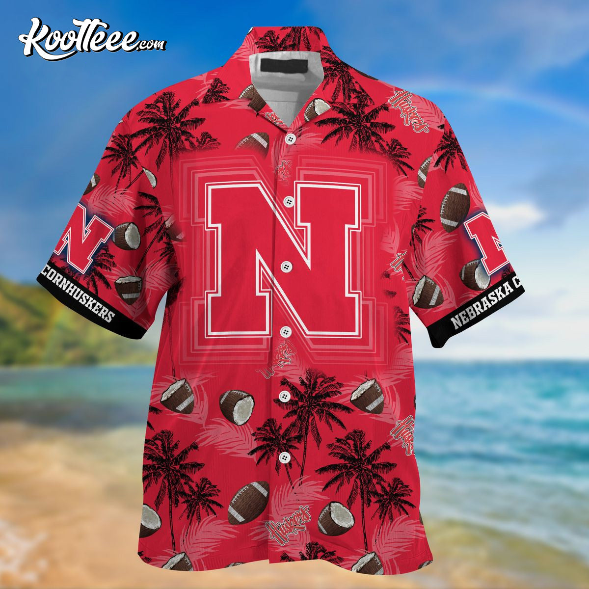 Nebraska Cornhuskers Coconut Red Hawaiian - Adult & Kids T-Shirts, Sweatshirts & Hoodies apparel design preview 1