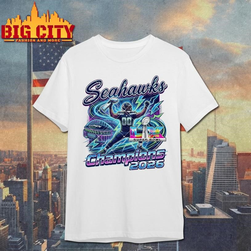 Neon Champions Seahawks 2026 Seattle Football Big LX - Adult & Kids T-Shirts, Sweatshirts & Hoodies apparel design preview 1