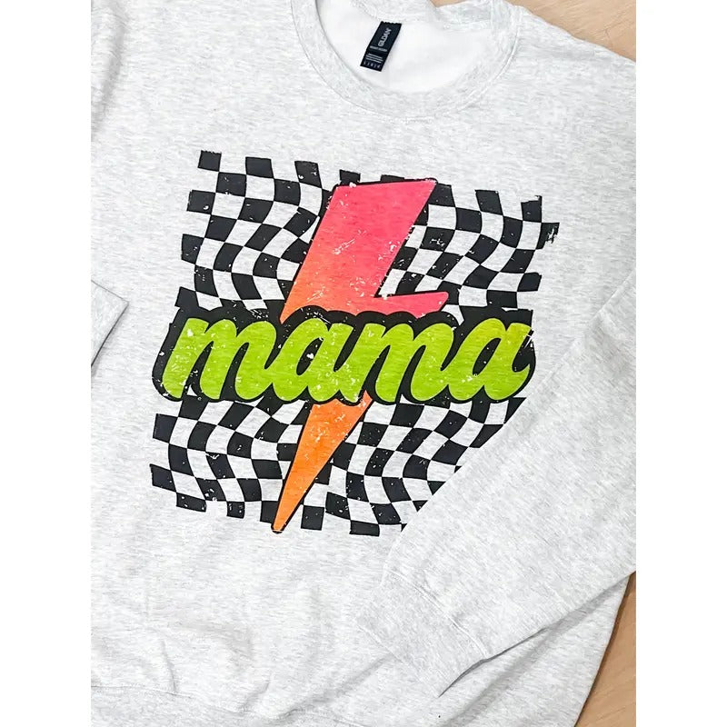 Neon Checkered Mama Top - Adult & Kids T-Shirts, Sweatshirts & Hoodies apparel design preview 1