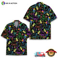 Neon Dinosaur And Cocktail Summer Time Hawaiian - Adult & Kids T-Shirts, Sweatshirts & Hoodies apparel design preview 1