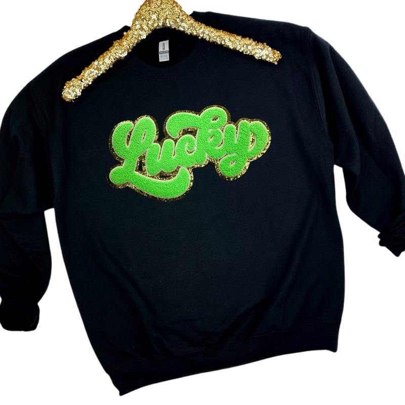 Neon Green Chenille Lucky Patch - Adult & Kids T-Shirts, Sweatshirts & Hoodies apparel design preview 1