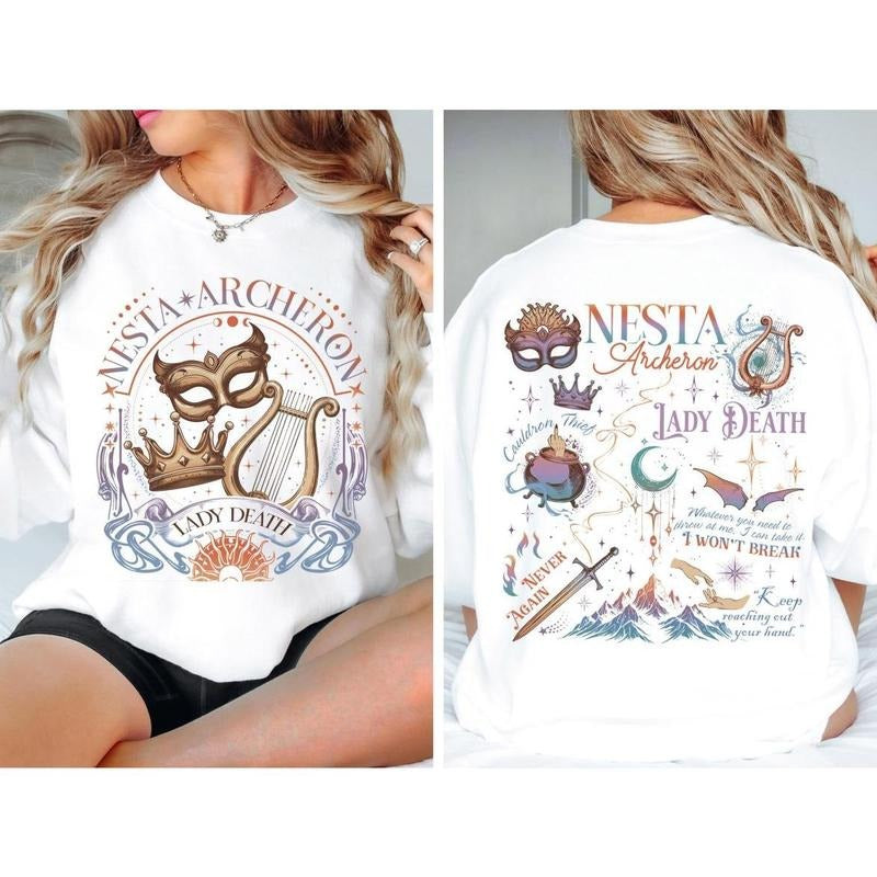 Nesta Archeron Lady Death Acotar Book Lover Night - Adult & Kids T-Shirts, Sweatshirts & Hoodies apparel design preview 1