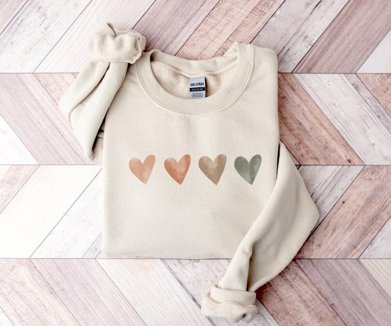 Neutral Watercolor Heart Lover Love Cute Top - Adult & Kids T-Shirts, Sweatshirts & Hoodies apparel design preview 1