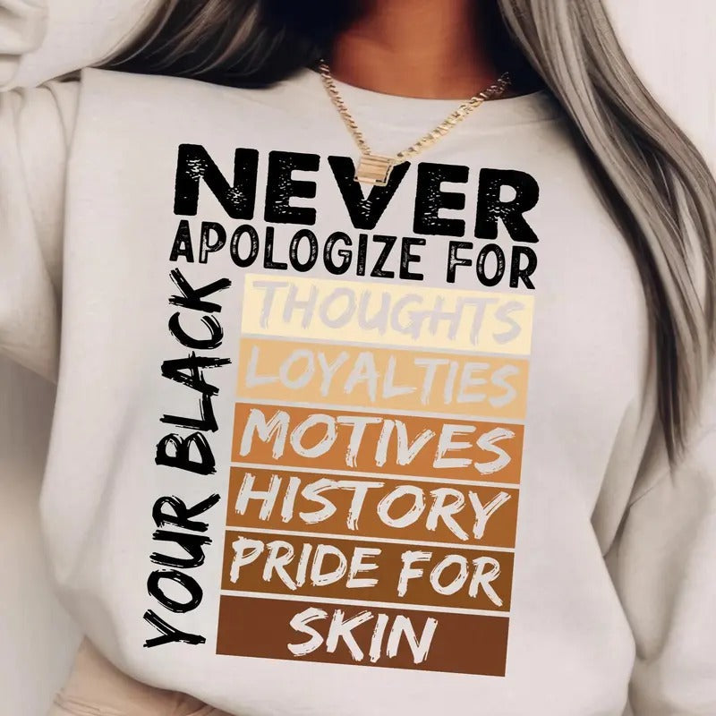 Never Apologize Black History Month African American - Adult & Kids T-Shirts, Sweatshirts & Hoodies apparel design preview 1