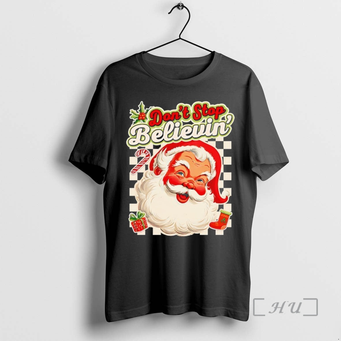 New Dont Stop Believin Santa - Adult & Kids T-Shirts, Sweatshirts & Hoodies apparel design preview 1
