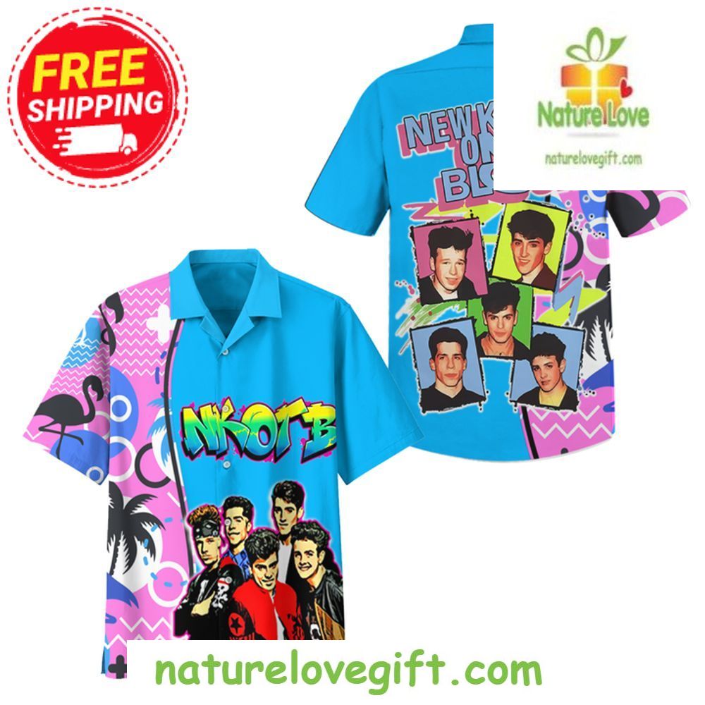 New Kids on the Block Hawaiian Pink Blue - Adult & Kids T-Shirts, Sweatshirts & Hoodies apparel design preview 1