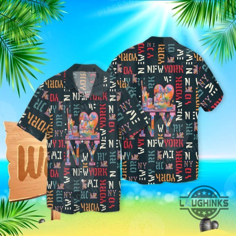 New York 3D Hawaiian Aloha Summer Beach Button Up And - Adult & Kids T-Shirts, Sweatshirts & Hoodies apparel design preview 1
