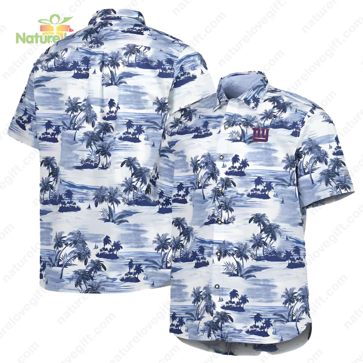 New York Giants Palm Tree Men's Tropical Button-Down - Adult & Kids T-Shirts, Sweatshirts & Hoodies apparel design preview 1