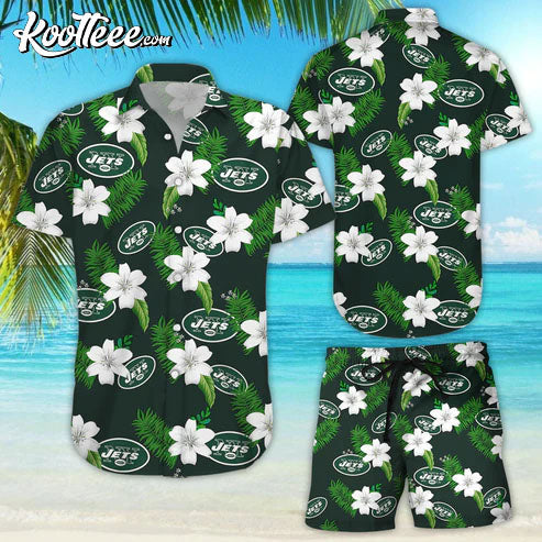 New York Jets Tropical Flower Hawaiian And Shorts - Adult & Kids T-Shirts, Sweatshirts & Hoodies apparel design preview 1
