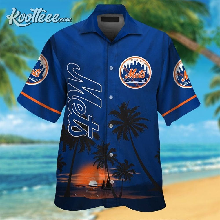 New York Mets Button Up Tropical Hawaiian - Adult & Kids T-Shirts, Sweatshirts & Hoodies apparel design preview 1