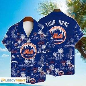 New York Mets Hawaiian Baseball Pattern Vintage - Adult & Kids T-Shirts, Sweatshirts & Hoodies apparel design preview 1