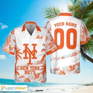 New York Mets MLB Flower Pattern Summer 3D Hawaiian - Adult & Kids T-Shirts, Sweatshirts & Hoodies apparel design preview 1