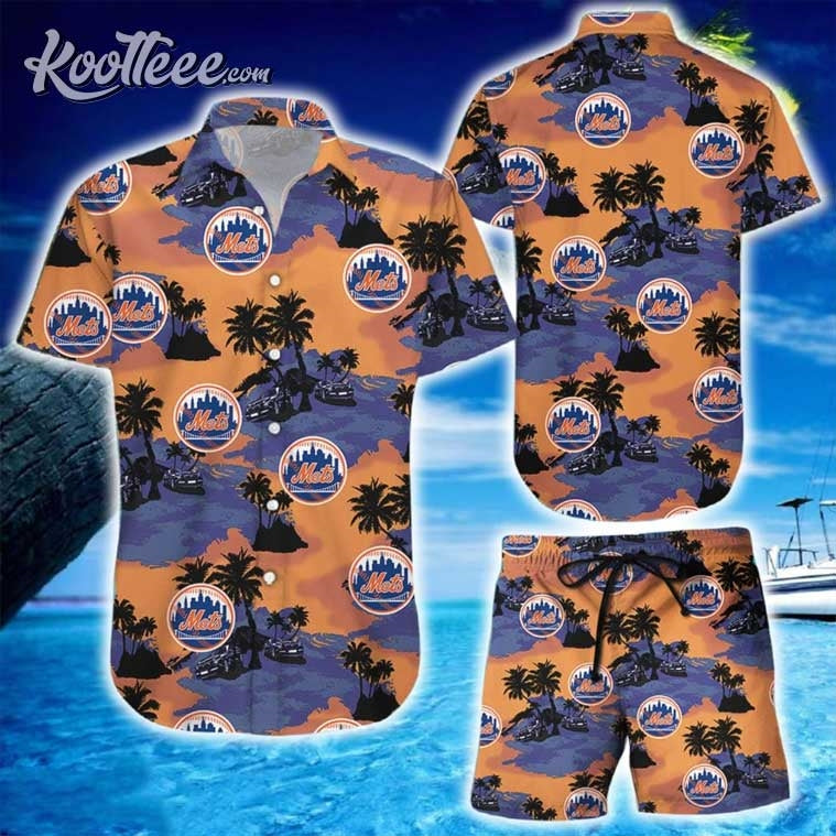 New York Mets MLB Hawaiian And Shorts - Adult & Kids T-Shirts, Sweatshirts & Hoodies apparel design preview 1