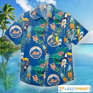New York Mets MLB Mens Floral Hawaiian - Adult & Kids T-Shirts, Sweatshirts & Hoodies apparel design preview 1