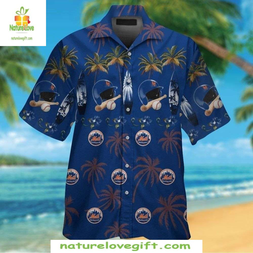 New York Mets Hawaiian MLB Baseball Aloha Maritime - Adult & Kids T-Shirts, Sweatshirts & Hoodies apparel design preview 1