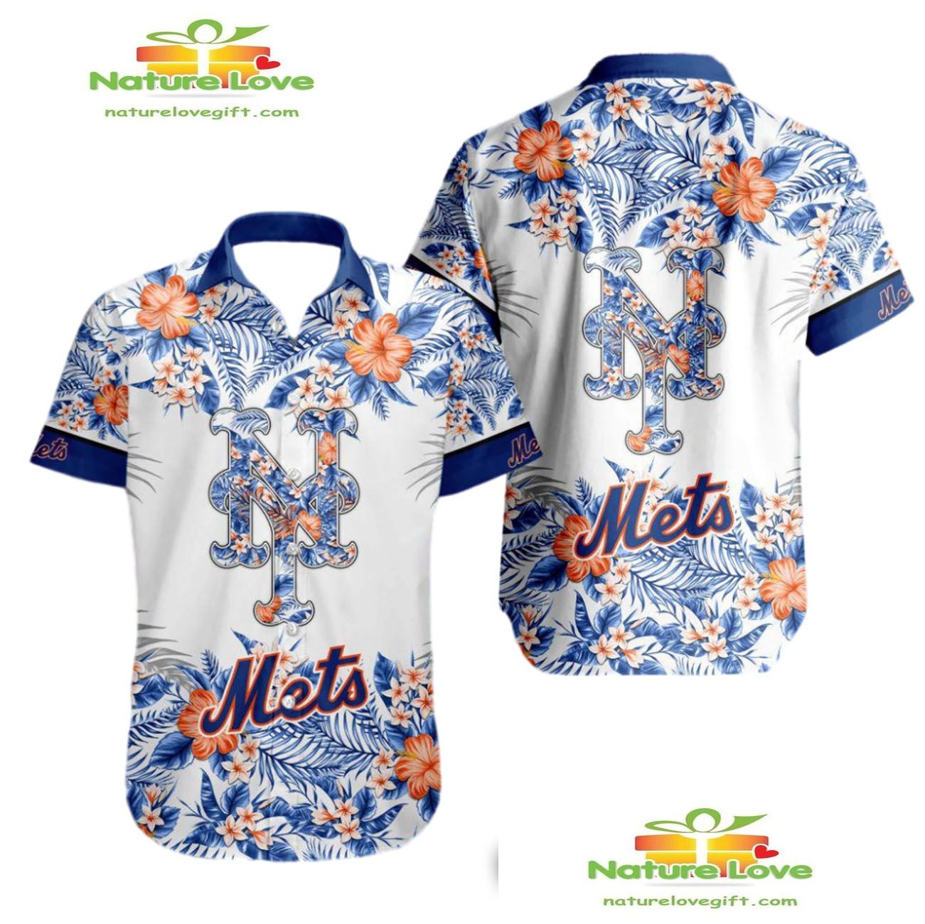 New York Mets Hawaiian Tropical Flower Aloha for Men - Adult & Kids T-Shirts, Sweatshirts & Hoodies apparel design preview 1