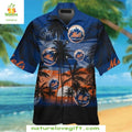 New York Mets Hawaiian NY Skyline Sunset Palms - Adult & Kids T-Shirts, Sweatshirts & Hoodies apparel design preview 1
