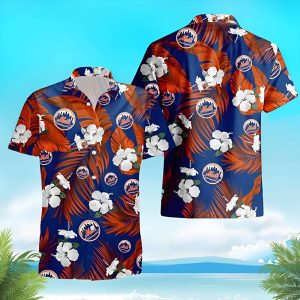 New York Mets Tropical Flowers For Fans Hawaiian - Adult & Kids T-Shirts, Sweatshirts & Hoodies apparel design preview 1