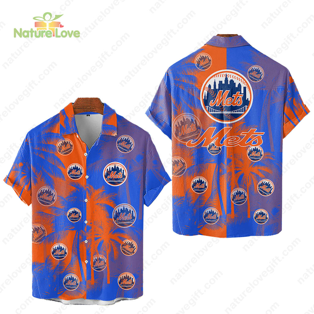 New York Mets Tropical Palm Trees MLB Hawaiian - Adult & Kids T-Shirts, Sweatshirts & Hoodies apparel design preview 1