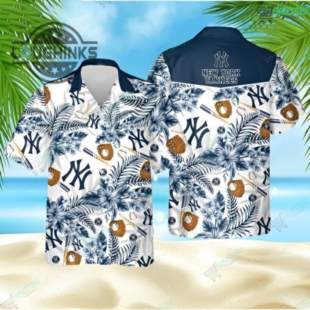 New York Yankees 3D Baseball Hawaiian Ny Button Up - Adult & Kids T-Shirts, Sweatshirts & Hoodies apparel design preview 1