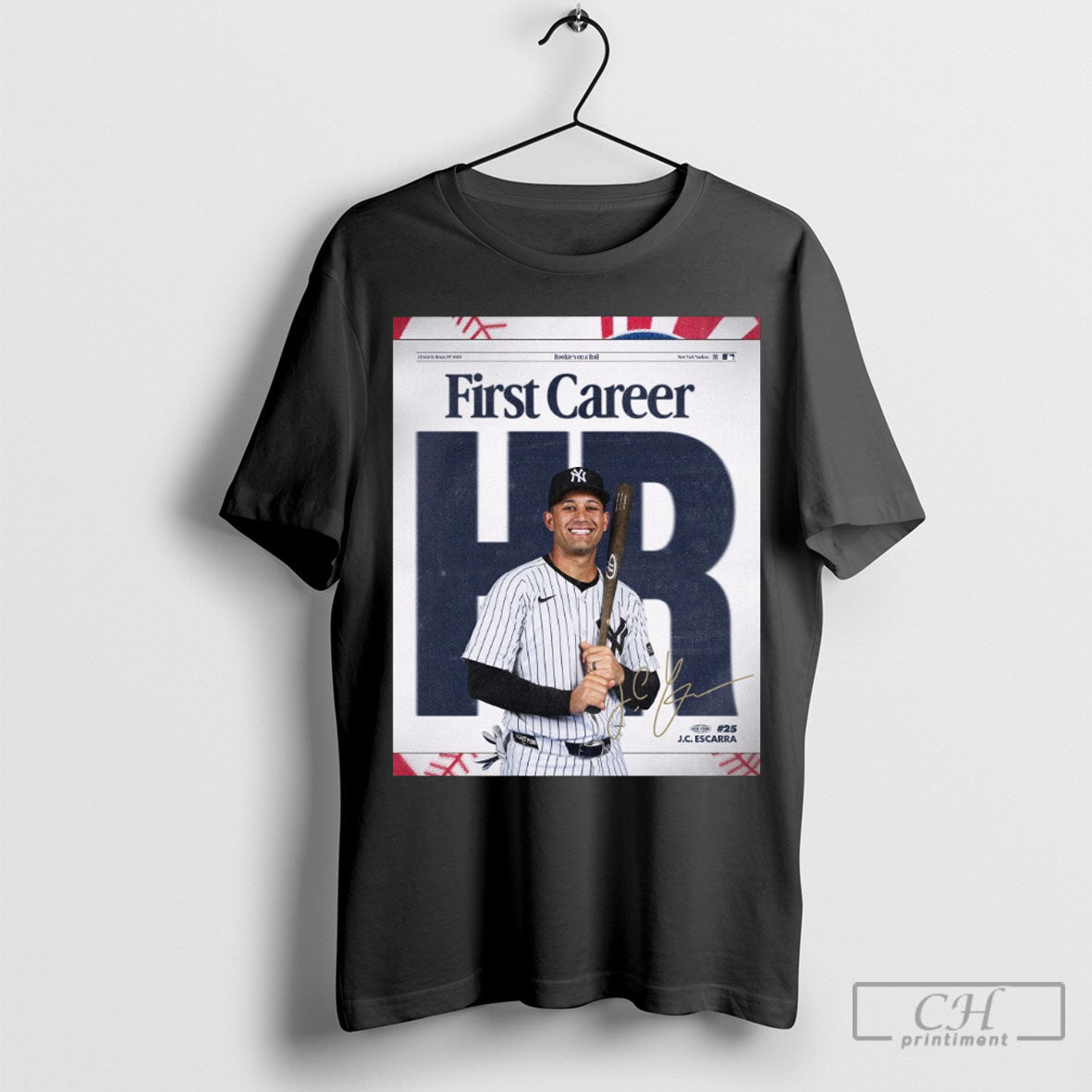 New York Yankees Congrats Jc Escarra First Career Hr - Adult & Kids T-Shirts, Sweatshirts & Hoodies apparel design preview 1