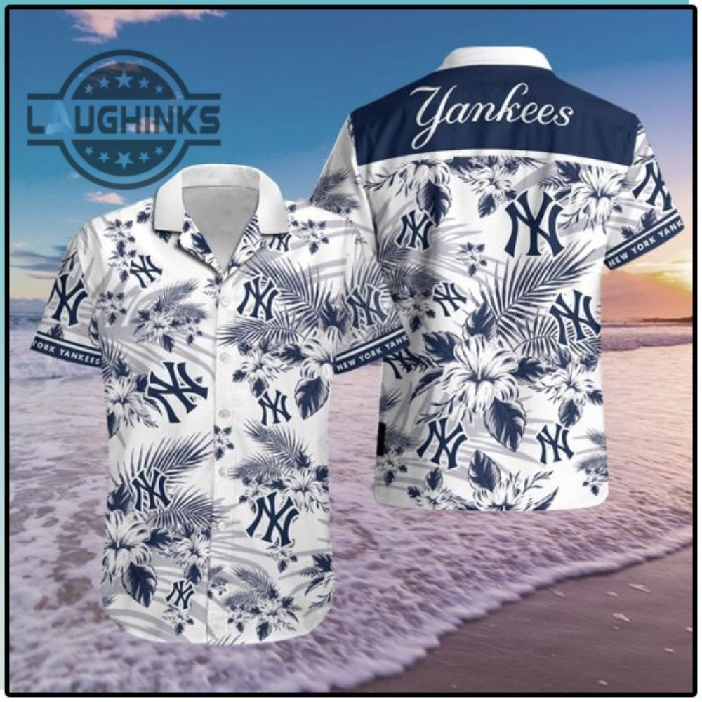 New York Yankees Hawaiian And Beach Ny Button Up - Adult & Kids T-Shirts, Sweatshirts & Hoodies apparel design preview 1