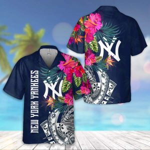 New York Yankees Hawaiian Tribal Tropical Flower - Adult & Kids T-Shirts, Sweatshirts & Hoodies apparel design preview 1