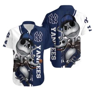 New York Yankees Jack Skellington Hawaiian Baseball - Adult & Kids T-Shirts, Sweatshirts & Hoodies apparel design preview 1