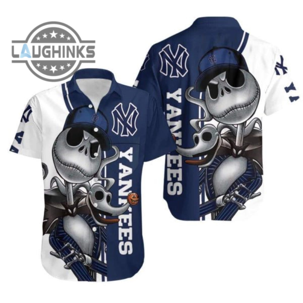 New York Yankees Jack Skellington Hawaiian Baseball - Adult & Kids T-Shirts, Sweatshirts & Hoodies apparel design preview 1