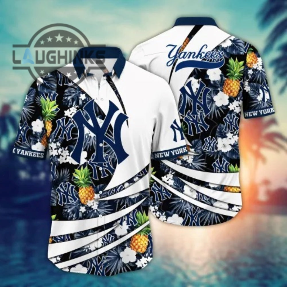 New York Yankees Mlb Flower Hawaiian Ny Button Up And - Adult & Kids T-Shirts, Sweatshirts & Hoodies apparel design preview 1