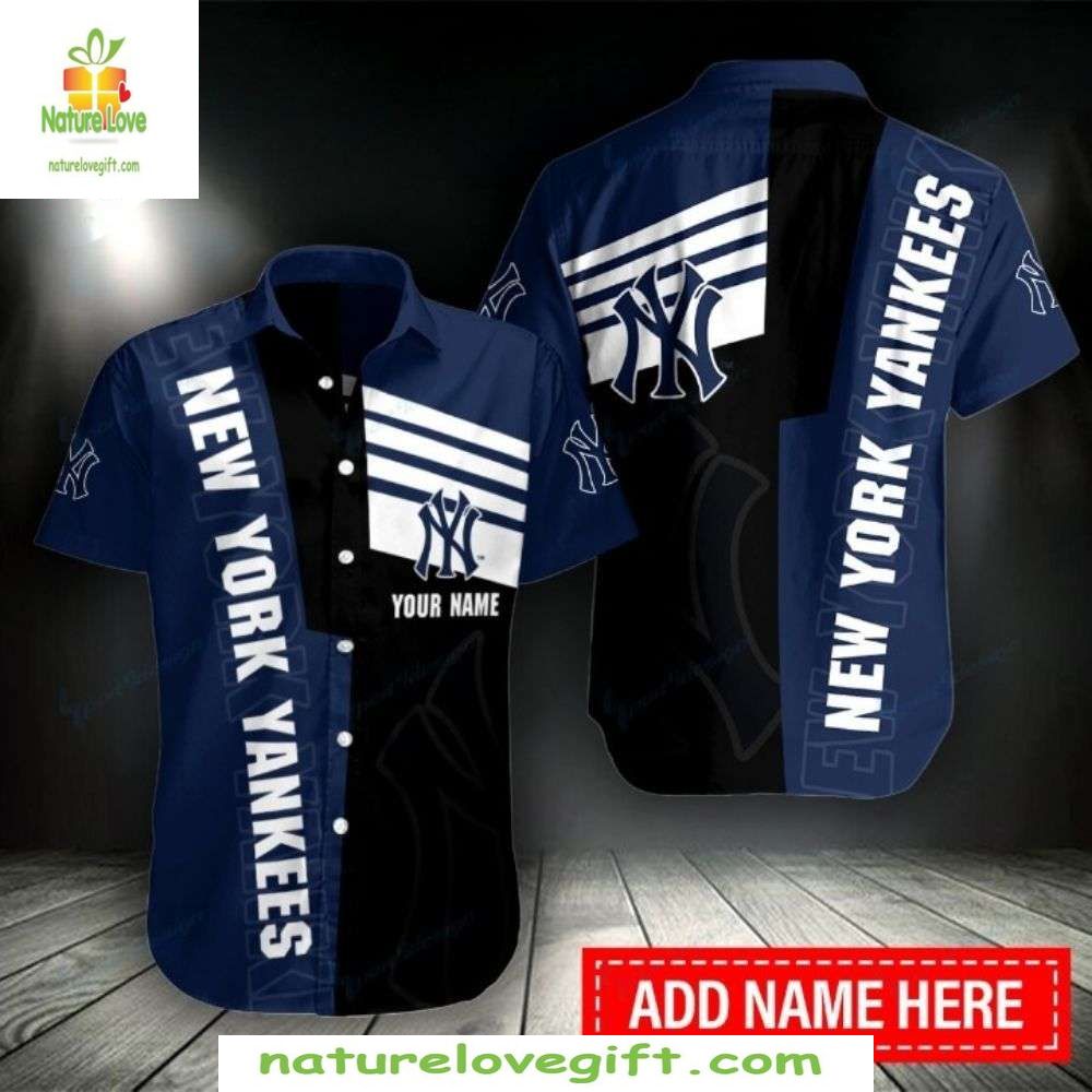 New York Yankees MLB Hawaiian Striped Aloha Baseball - Adult & Kids T-Shirts, Sweatshirts & Hoodies apparel design preview 1
