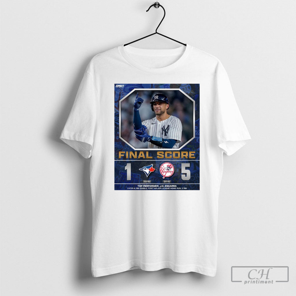New York Yankees Win Toronto Blue Jays Final Score 5 - Adult & Kids T-Shirts, Sweatshirts & Hoodies apparel design preview 1