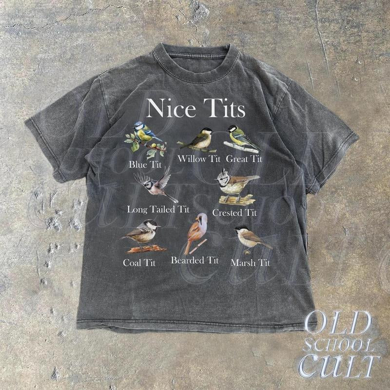 Nice Tits Vintage Bird Birdwatchers Lovers Meme Gag - Adult & Kids T-Shirts, Sweatshirts & Hoodies apparel design preview 1