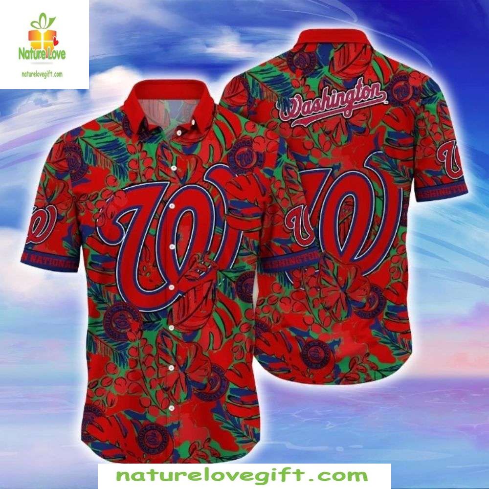 Washington Nationals Aloha Dark Floral Elegance MLB - Adult & Kids T-Shirts, Sweatshirts & Hoodies apparel design preview 1