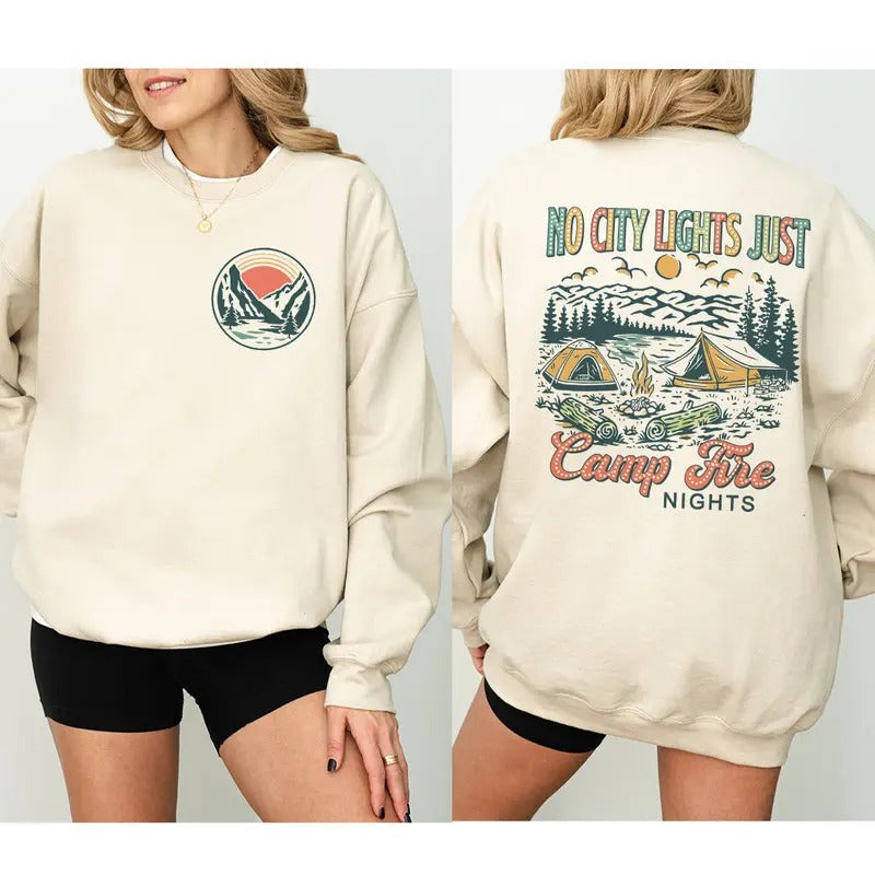 No City Lights Just Campfire Nights Camping Family - Adult & Kids T-Shirts, Sweatshirts & Hoodies apparel design preview 1