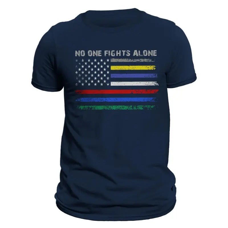 No One Fights Alone First Responders Flag - Adult & Kids T-Shirts, Sweatshirts & Hoodies apparel design preview 1