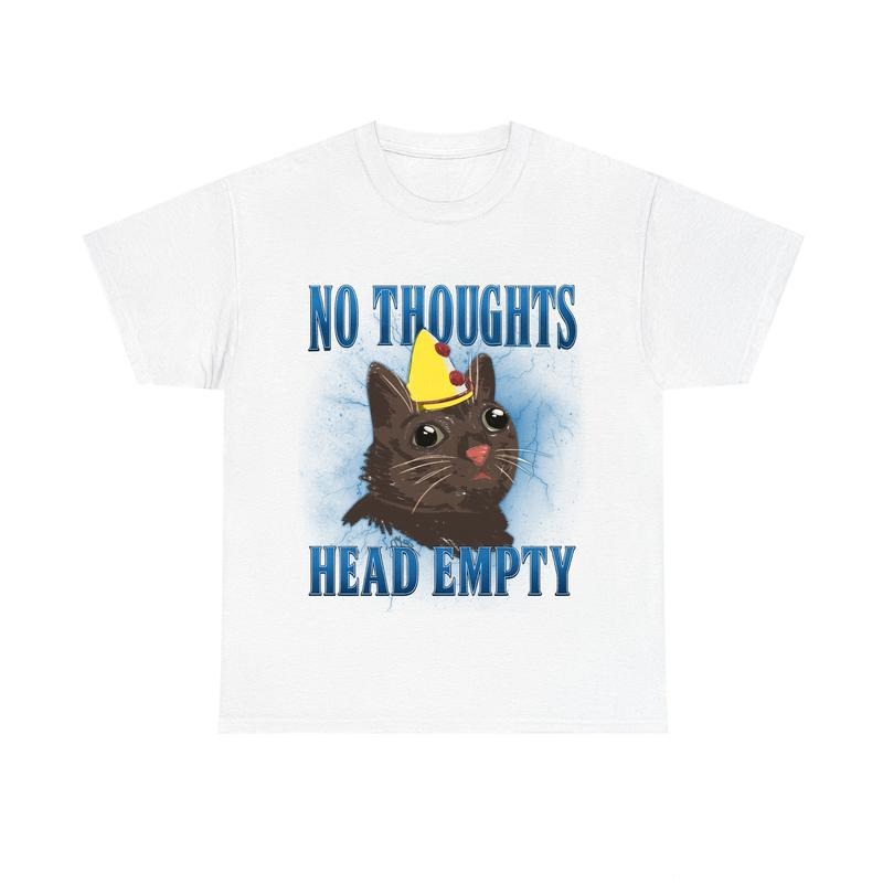 "No Thought Head Empty" Funny Meme Cat - Adult & Kids T-Shirts, Sweatshirts & Hoodies apparel design preview 1