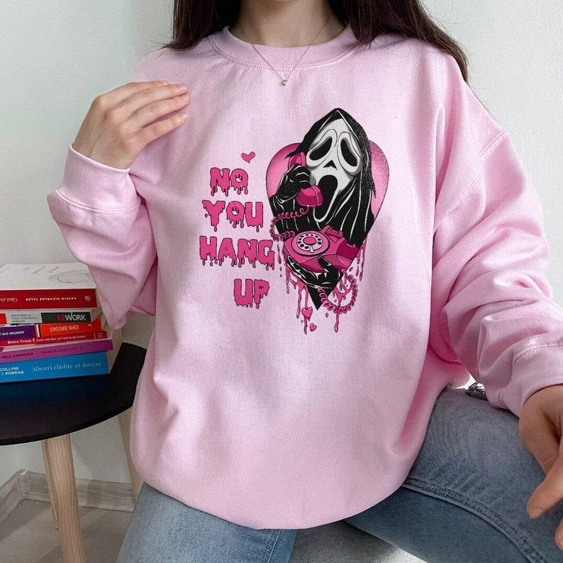 No You Hang Up Ghostface Valentine Halloween Funny - Adult & Kids T-Shirts, Sweatshirts & Hoodies apparel design preview 1